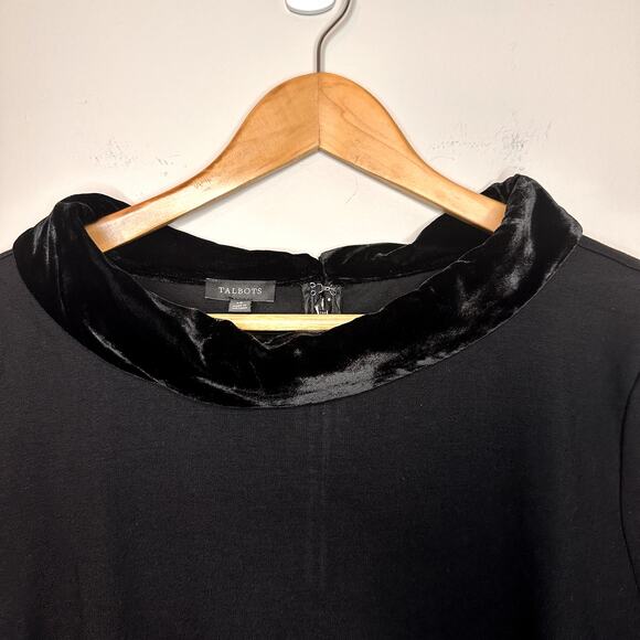 Talbots Velvet Trim Collar Ponte Knit Dress Size 14 New With Tags - Picture 3 of 7